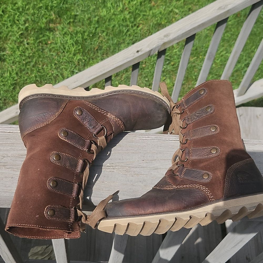 Sorel Women’s Brown Leather & Suede Lace-Up Boots Size 7 - Picture 5 of 9